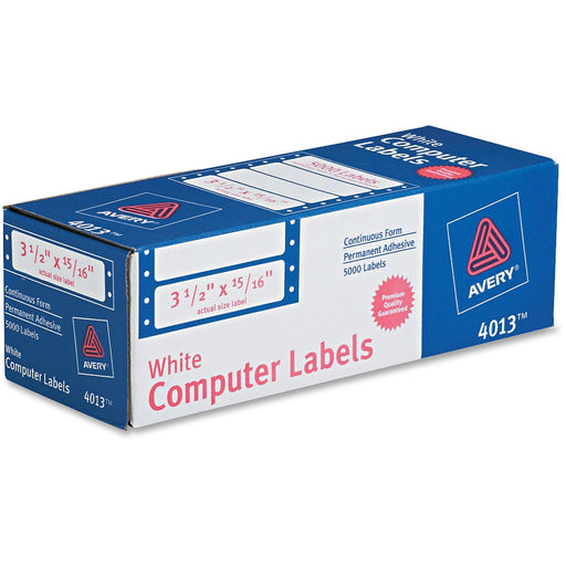 Avery® Continuous Form Computer Labels, Permanent Adhesive, 3-1/2" x 15/16", 5,000 Labels (4013)