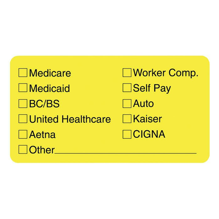 Tabbies Medical Office Insurance Check Labels