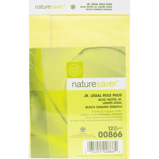 Nature Saver 100% Recycled Canary Jr. Rule Legal Pads - Jr.Legal
