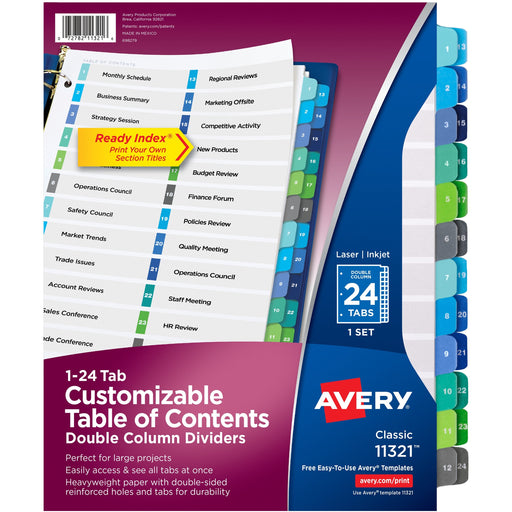 Avery® Two-Column Table Contents Dividers w/Tabs