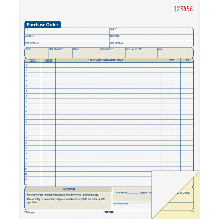 Adams 2-Part Carbonless Purchase Order Book