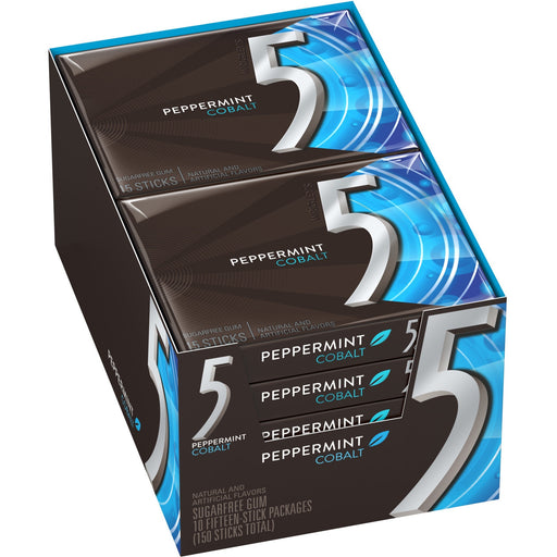 5 Gum Peppermint Cobalt Sugar-free Gum - 10 packs