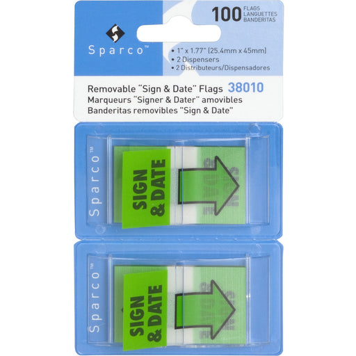 Sparco "Sign & Date" Preprinted Flags in Dispenser