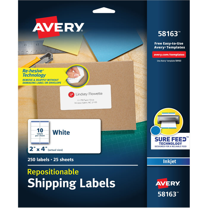 Avery® Repositionable Shipping Labels - Sure Feed Technology