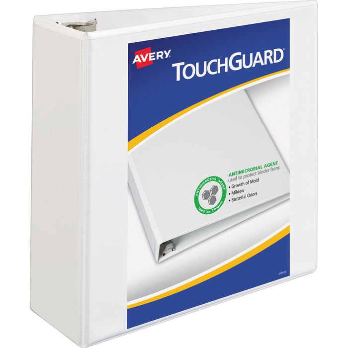 Avery® TouchGuard View 3 Ring Binder, 4" Slant Rings, 1 White Binder