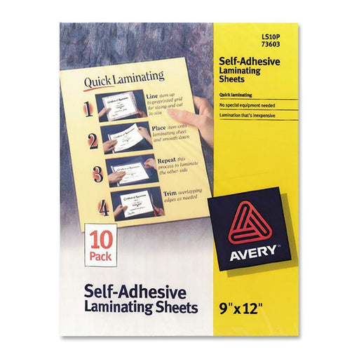 Avery® Self-Adhesive Laminating Sheets, 9" x 12", 10 Sheets (73603)