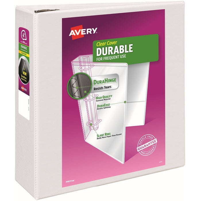 Avery® Durable View 3 Ring Binder, 4" EZD Rings, 1 White Binder