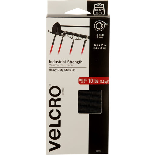 VELCRO® Brand Industrial Strength Tape, 4ft x 2in Roll, Black