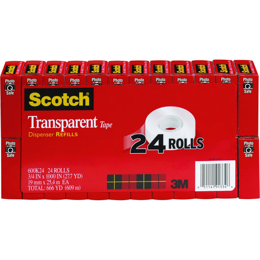 Scotch® Transparent Tape, 3/4" x 1000"
