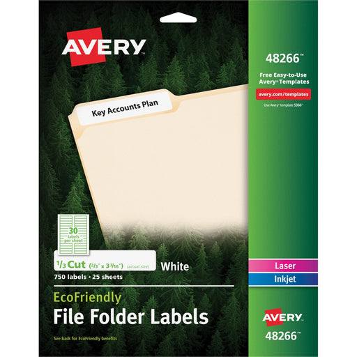 Avery® EcoFriendly File Folder Labels, Permanent Adhesive, 2/3" x 3-7/16", 750 Labels (48266)