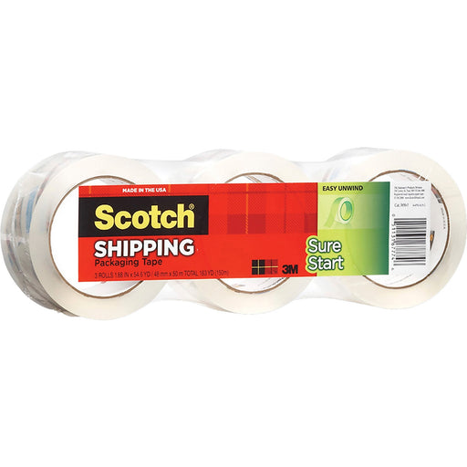 Scotch® Sure Start Packaging Tape-3 pk, 1.88" x 54.60 yds