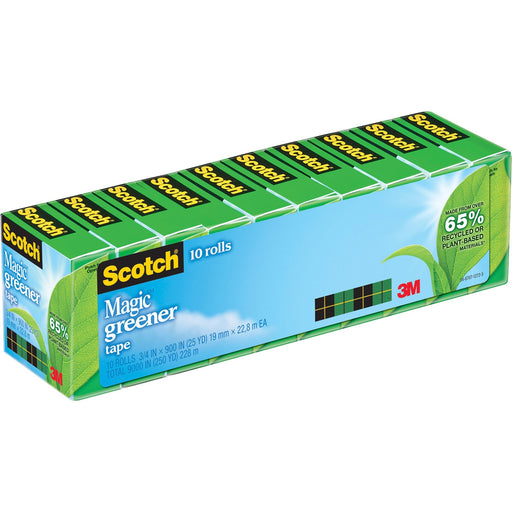 Scotch® Magic™ Greener Tape, 3/4" x 900", 10 Boxes/Pack, 1" Core