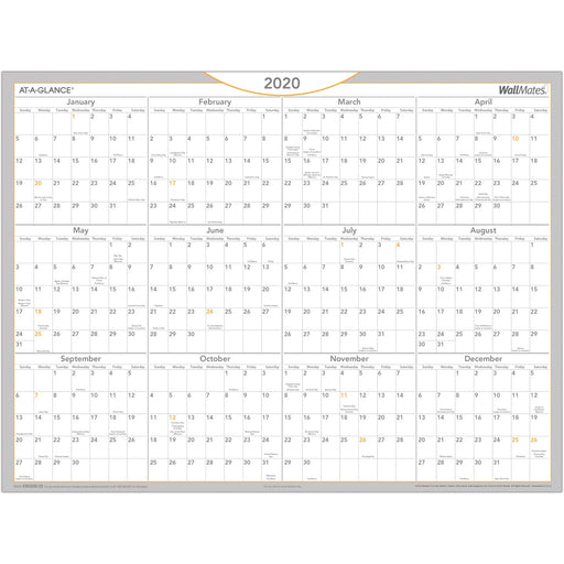 At-A-Glance WallMates Dry Erase, Self-Adhesive Yearly Wall Planner