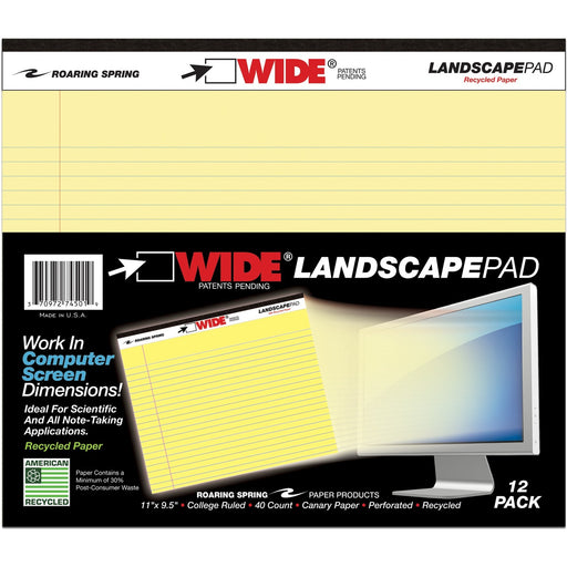 Roaring Spring Wide Landscape Canary Writing Pads