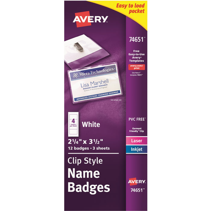 Avery® Top-Loading Clip Style Name Badges