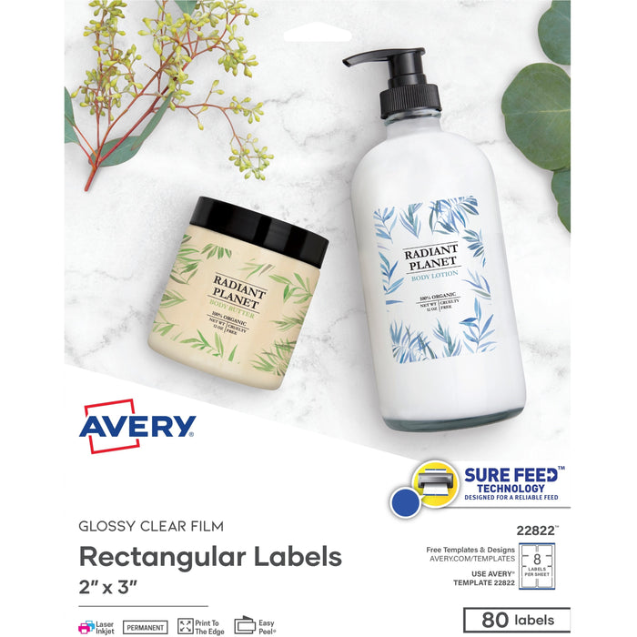 Avery® Glossy Clear Labels -Sure Feed Technology