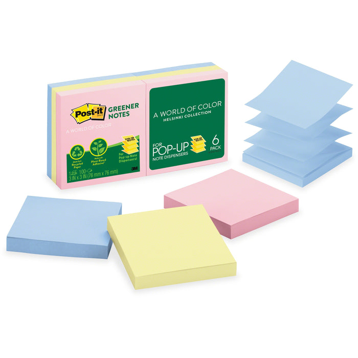 Post-it® Greener Pop-up Notes, 3"x 3", Helsinki Collection