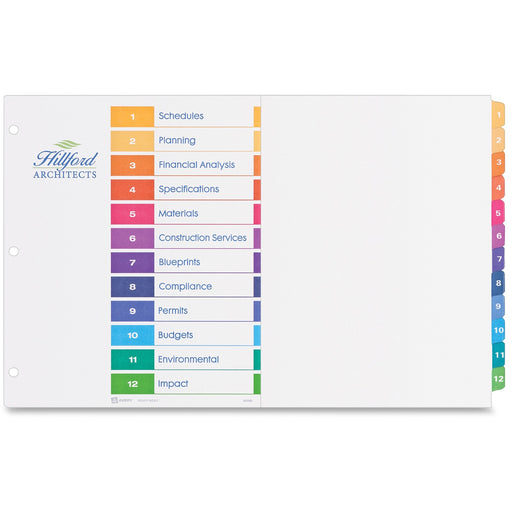 Avery® Customizable Table of Contents 11" x 17" Dividers, Ready Index(R) Printable Section Titles, Preprinted 1-12 Multicolor Tabs, 1 Set (11149)