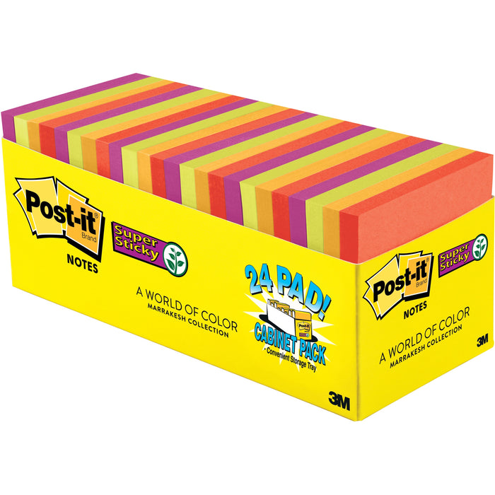 Post-it® Super Sticky Notes, 3" x 3", Marrakesh Collection Cabinet Pack
