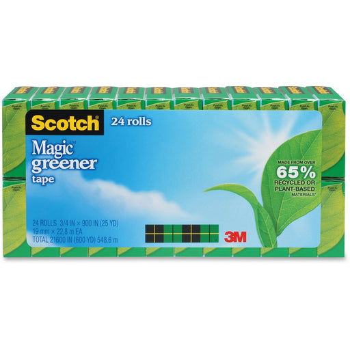 Scotch® Magic™ Greener Tape, 3/4" x 900", 24 Boxes/Pack, 1" Core