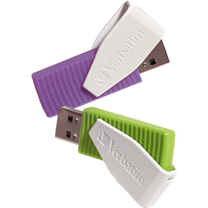 Verbatim 16GB Swivel USB Flash Drive - 2pk - Green, Violet