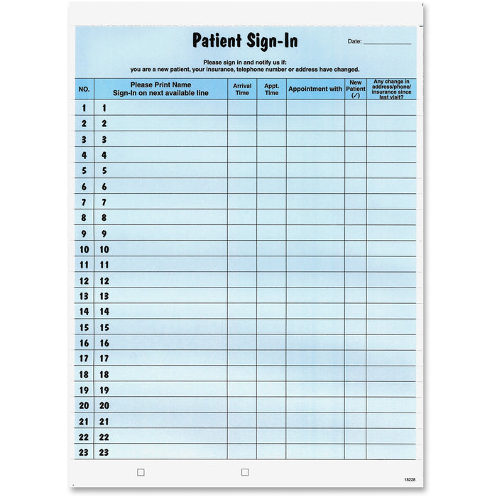 Tabbies Patient Sign-In Label Forms