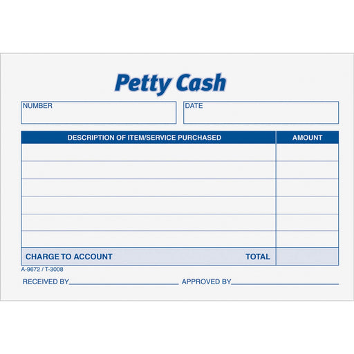 Adams Petty Cash Receipt Pad
