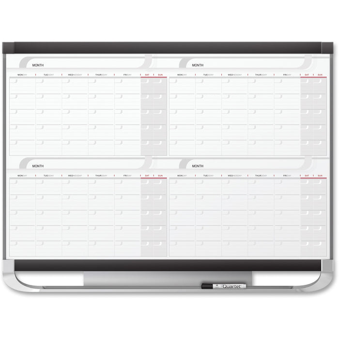 Quartet® Prestige® 2 Magnetic Four Month Calendar Board, 4' x 3', Total Erase® Surface