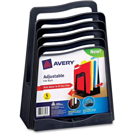 Avery® Adjustable File Rack, Five Slots, Black (73523)
