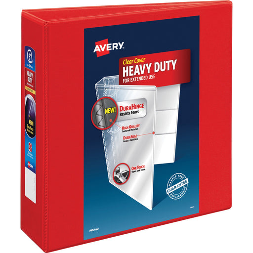 Avery® Heavy-Duty View 3 Ring Binder, 3" One Touch EZD(R) Ring, Holds 8.5" x 11" Paper, Red (79325)