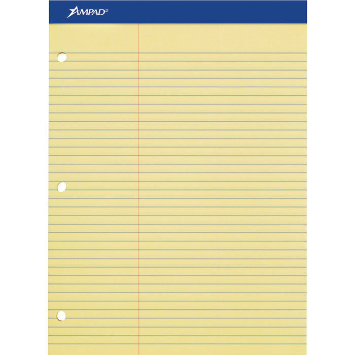 Ampad Perforated 3 Hole Punched Ruled Double Sheet Pads - Letter