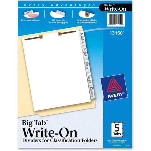 Avery® Big Tab Write & Erase Dividers for Classification Folders