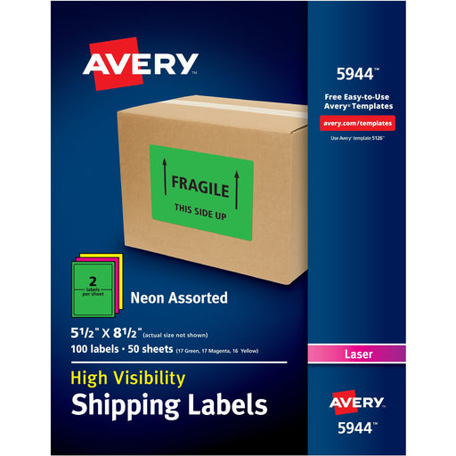 Avery® High Visibility Neon Shipping Labels