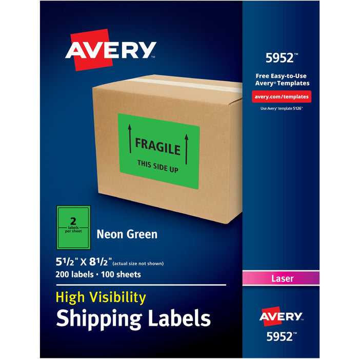 Avery® High Visibility Neon Shipping Labels