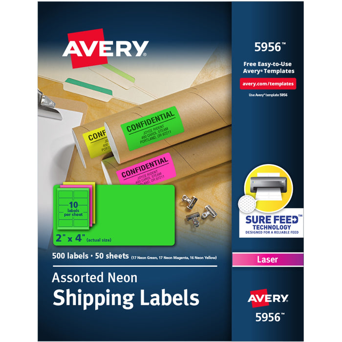 Avery® High Visibility Neon Shipping Labels