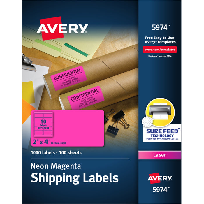 Avery® High Visibility Neon Shipping Labels