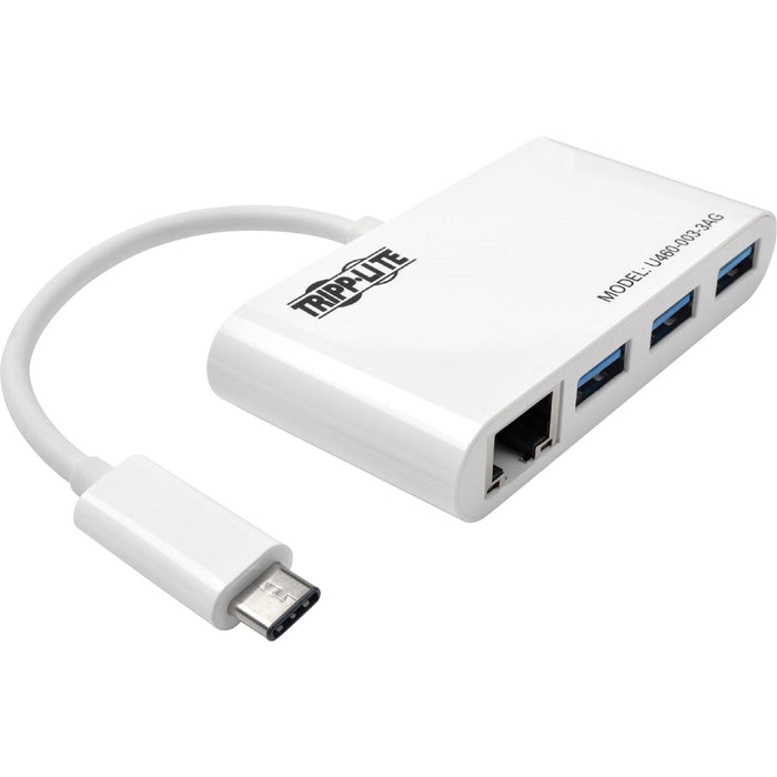 Tripp Lite 3-Port USB-C to USB-A Hub Portable w/ Gigabit Ethernet Port RJ45
