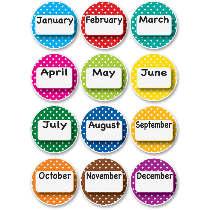 Ashley Dotted Border Months Die-cut Magnets