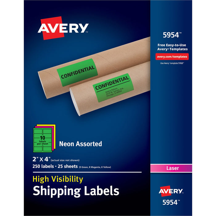 Avery® High-Visibility Neon Shipping Labels