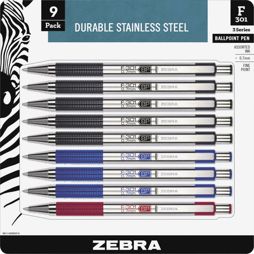 Zebra Pen BCA F-301 Stainless Steel Ballpoint Pens