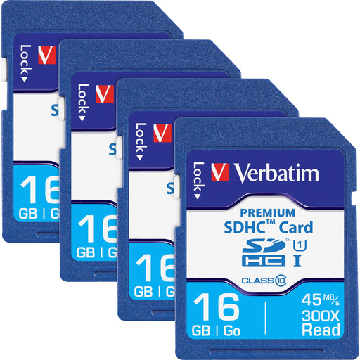 Verbatim Premium 16 GB Class 10 SDHC - 4 Pack