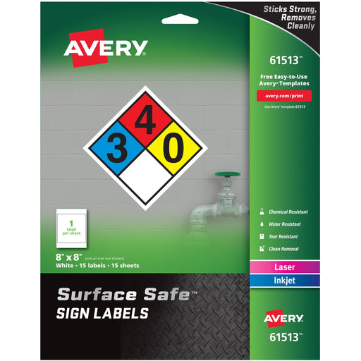 Avery® 8"x8" Removable Label Safety Signs