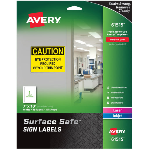 Avery® 7"x10" Removable Label Safety Signs
