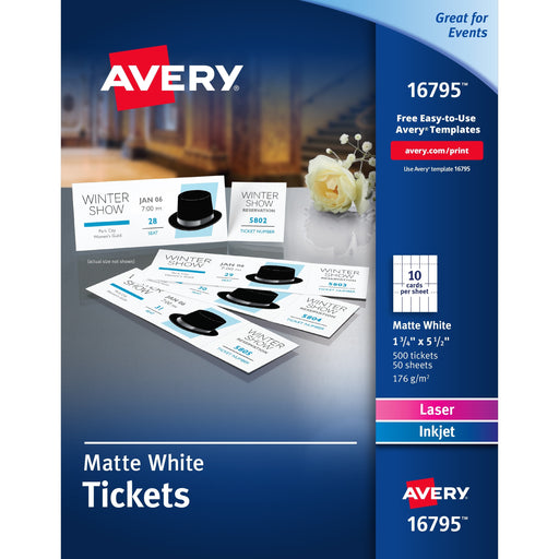 Avery® Blank Printable Perforated Raffle Tickets - Tear-Away Stubs