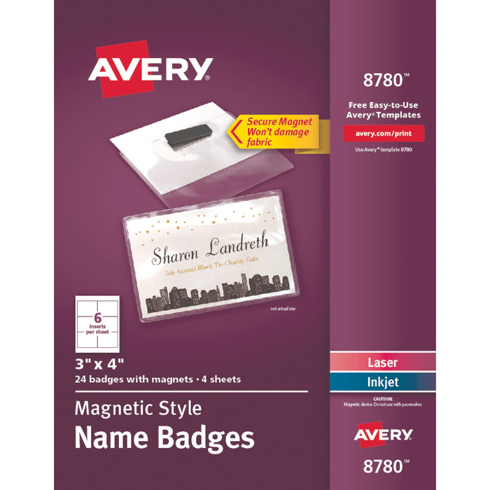 Avery® Secure Magnetic Name Badges with Durable Plastic Holders and Heavy-duty Magnets