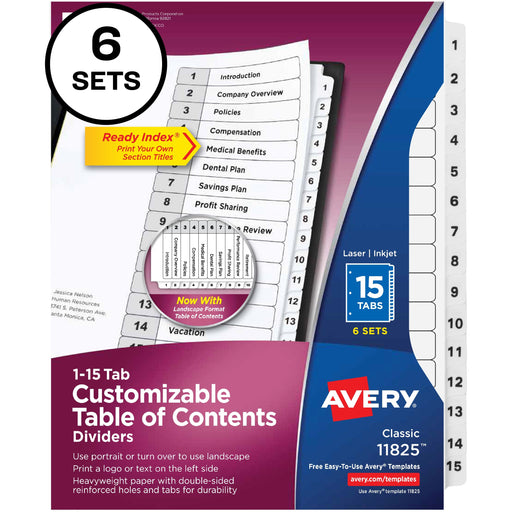 Avery® 15-tab Custom Table of Contents Dividers