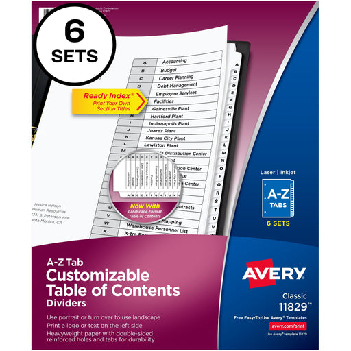 Avery® A-Z Black & White Table of Contents Dividers