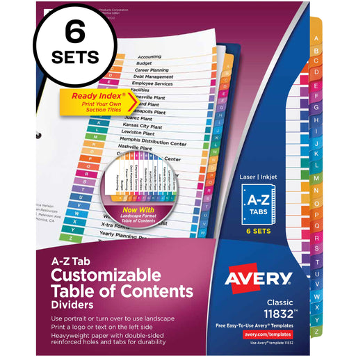 Avery® A-Z Customizable Multicolor TOC Dividers