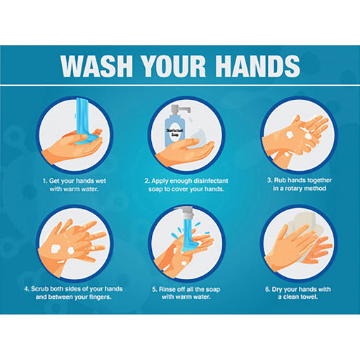 Lorell WASH YOUR HANDS 6 Steps Sign