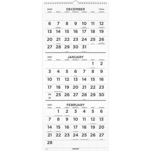 Mead Vertical 3-Month Wall Calendar